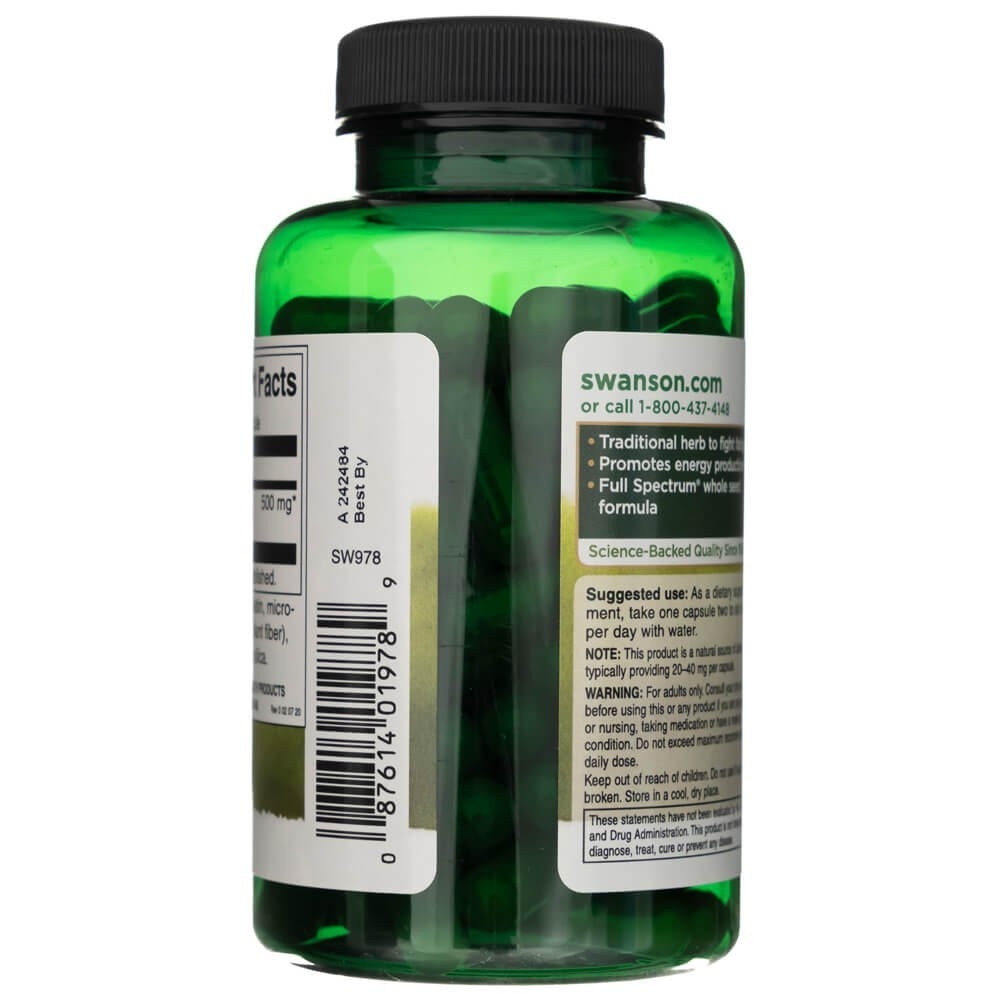 Swanson Full Spectrum Guarana 500 mg - 100 kapsulių - Magnis.lt