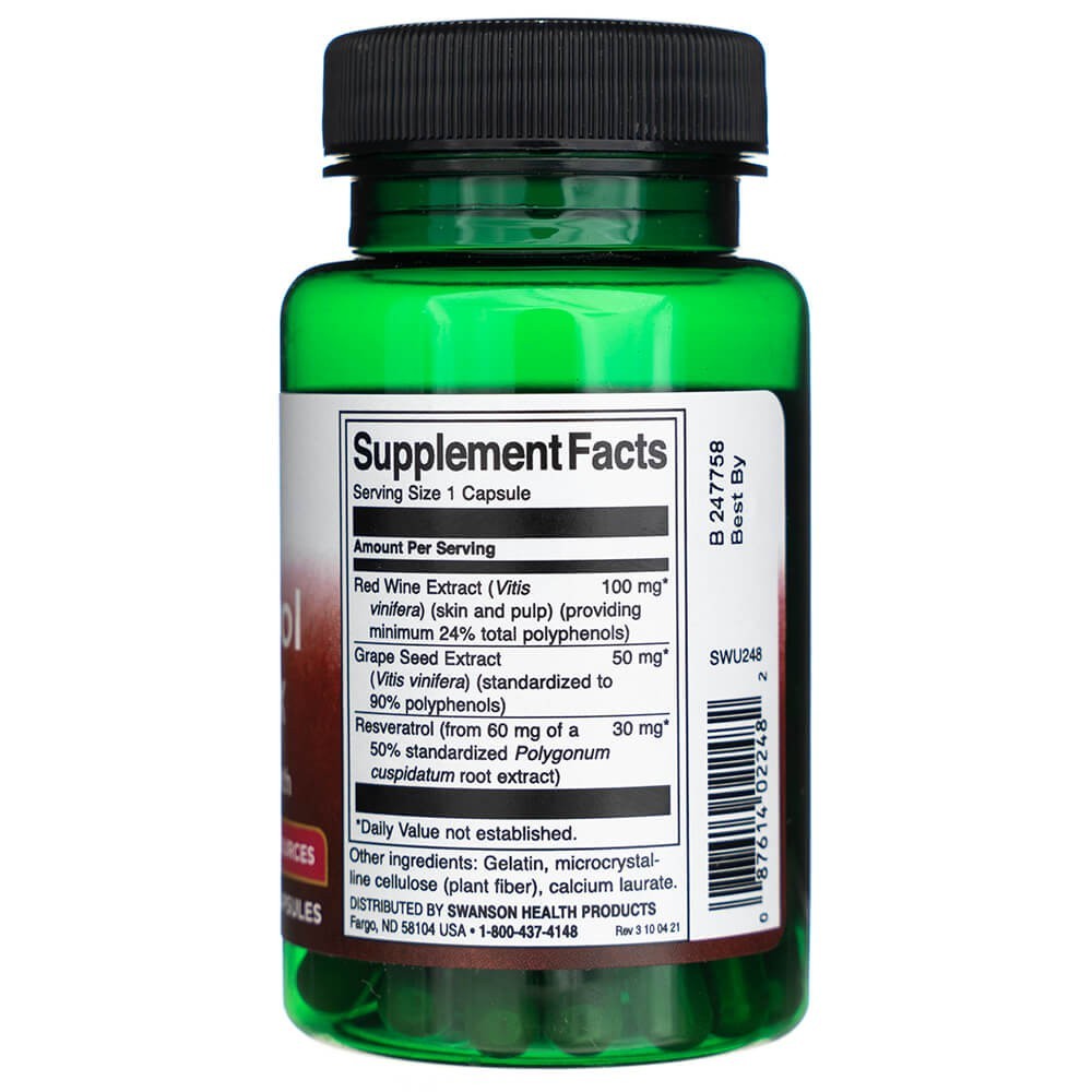 Swanson Resveratrol Complex 180 mg - 60 kapsulių - Magnis.lt