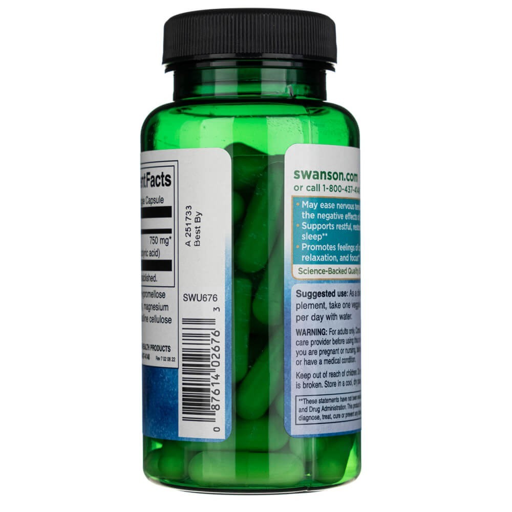 Swanson GABA - maksimalus stiprumas 750 mg - 60 kapsulių