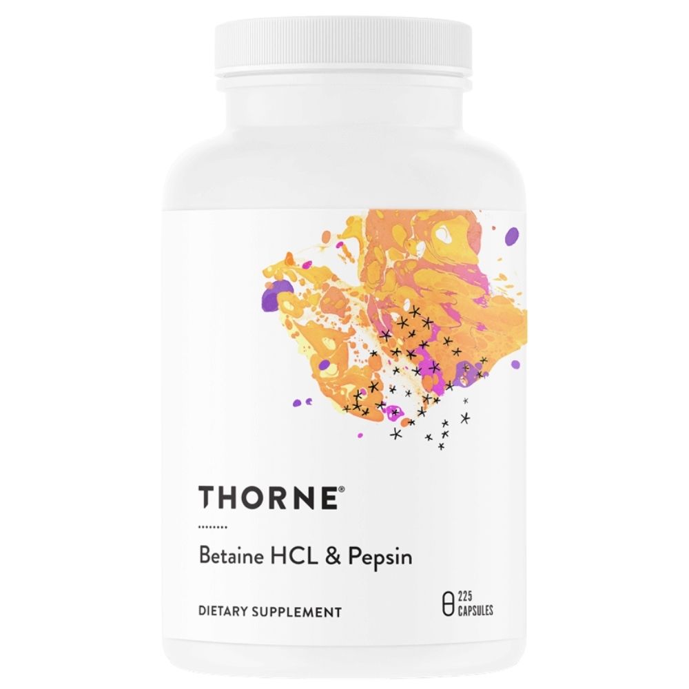Thorne Research betaino HCL ir pepsinas - 225 kapsulės