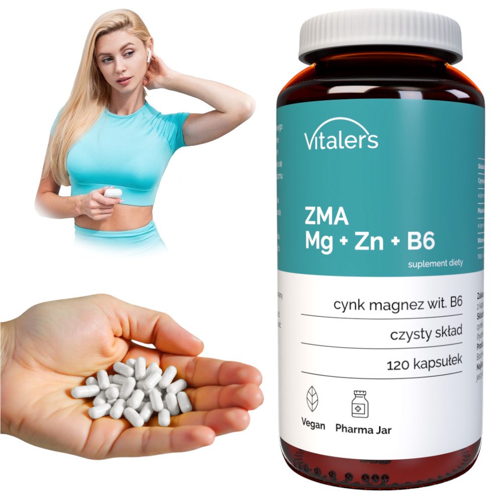 Vitaler's ZMA Mg 240 mg + Zn 15 mg + B6 10 mg - 120 kapsulių