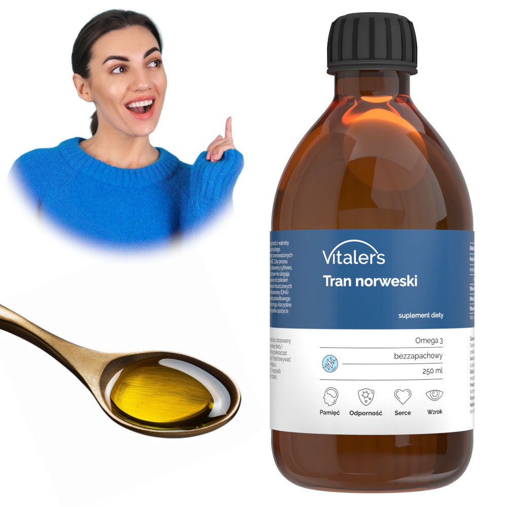 Vitaler's Omega-3 Norvegijos menkių kepenų aliejus, be kvapiųjų medžiagų, 1200 mg - 250 ml
