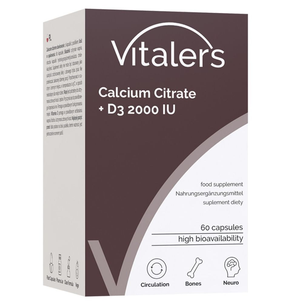 Vitaler's Kalcio citratas 1200 mg + Vitaminas D3 2000 TV - 60 kapsulių