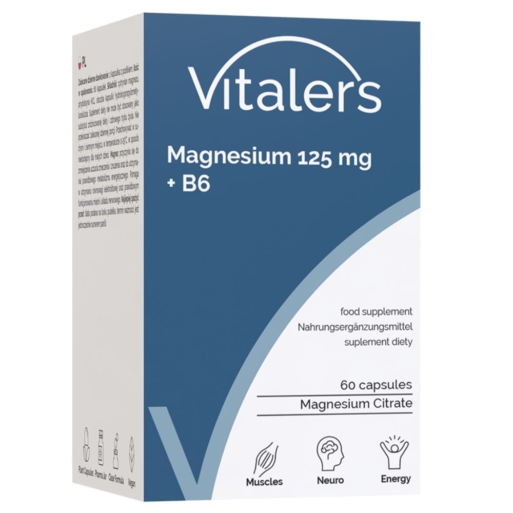 Vitaler's Magnis 125 mg + Vitaminas B6 6 mg - 60 kapsulių