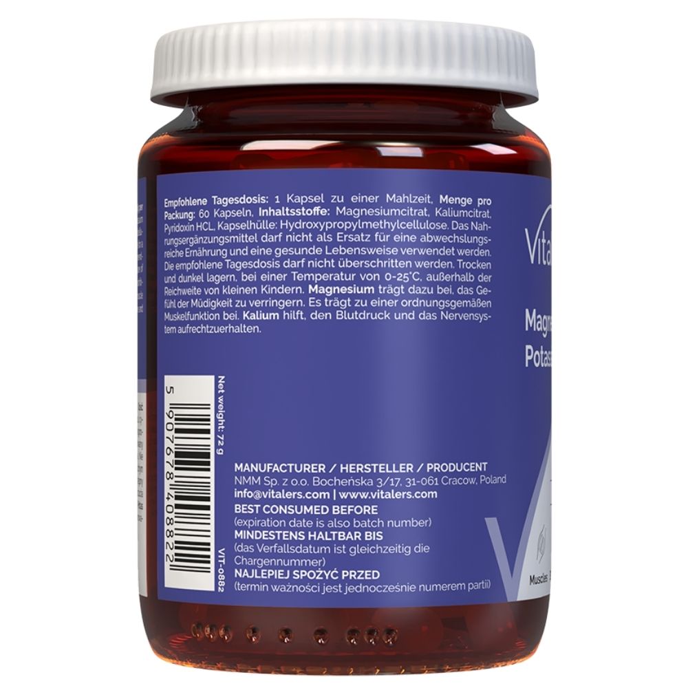 Vitaler's - Magnis 100 mg + Kalis 150 mg + B6 6 mg 60 kapsulių