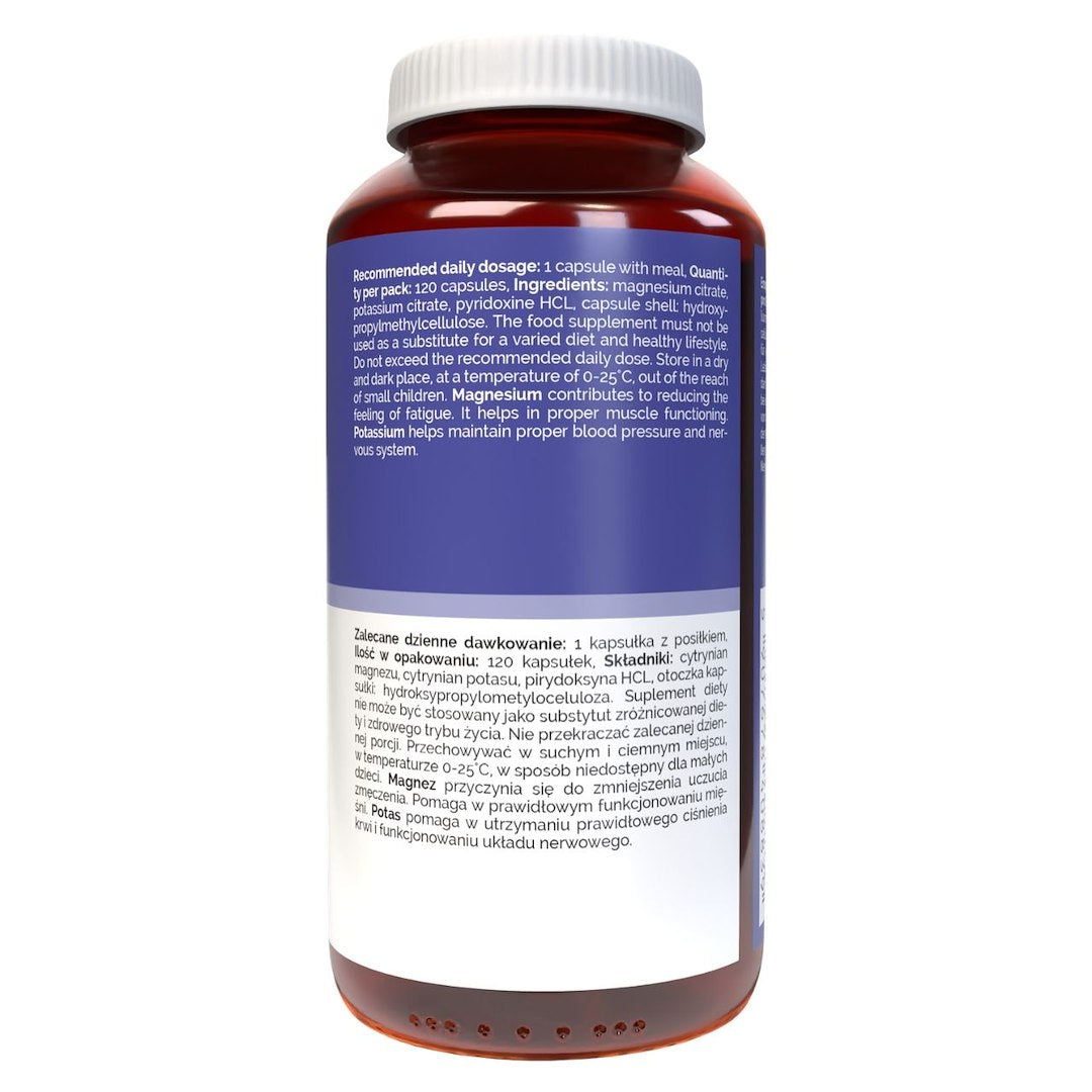 Vitaler magnis 100 mg + kalis 150 mg + B6 6 mg - 120 kapsulių