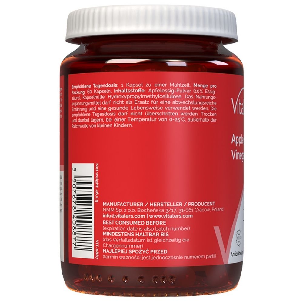 Vitaler's Obuolių sidro actas 650 mg - 60 kapsulių