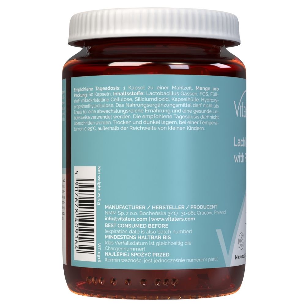 Vitaler's Probiotic Lactobacillus Gasseri su FOS - 60 kapsulių