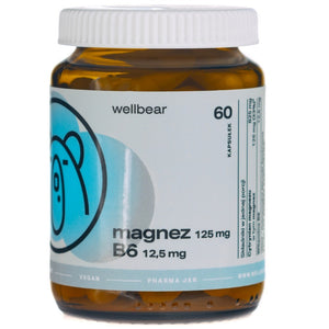 Wellbear magnis 125 mg + vitaminas B6 - 60 kapsulių