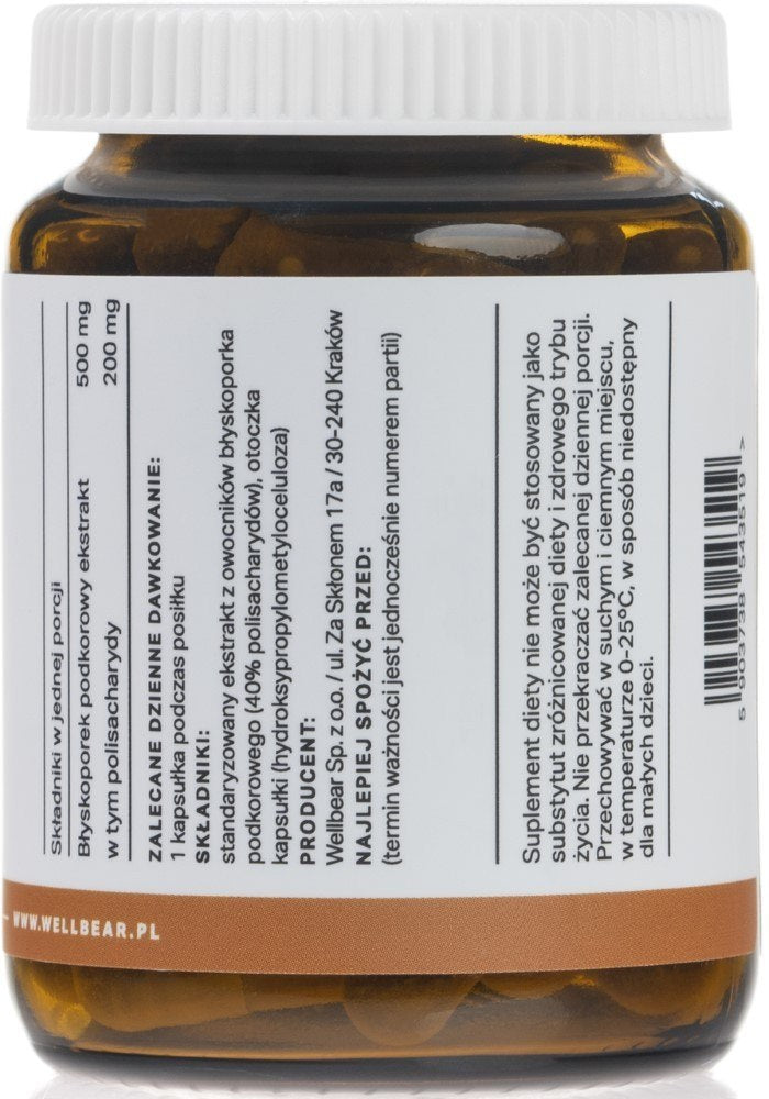 Wellbear Chaga (subkortikalinis glosoforas) 500 mg - 60 kapsulių