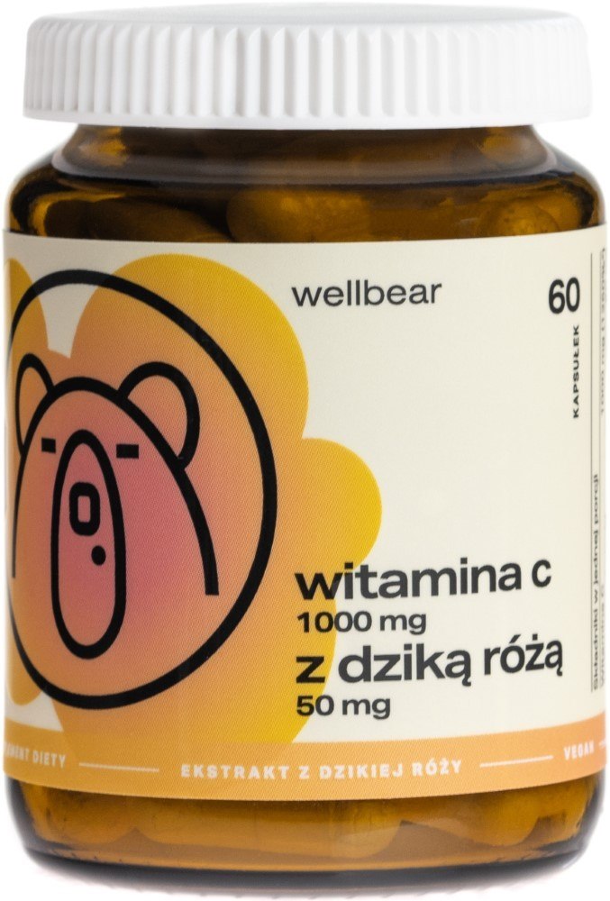Wellbear vitaminas C su erškėtuogėmis 1000 mg - 60 kapsulių