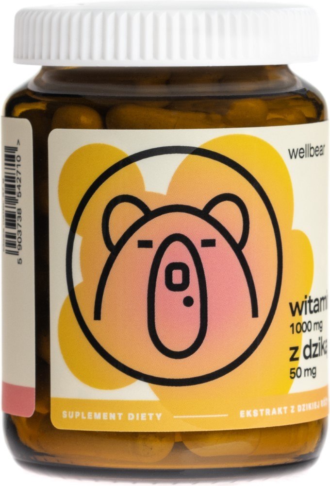 Wellbear vitaminas C su erškėtuogėmis 1000 mg - 60 kapsulių
