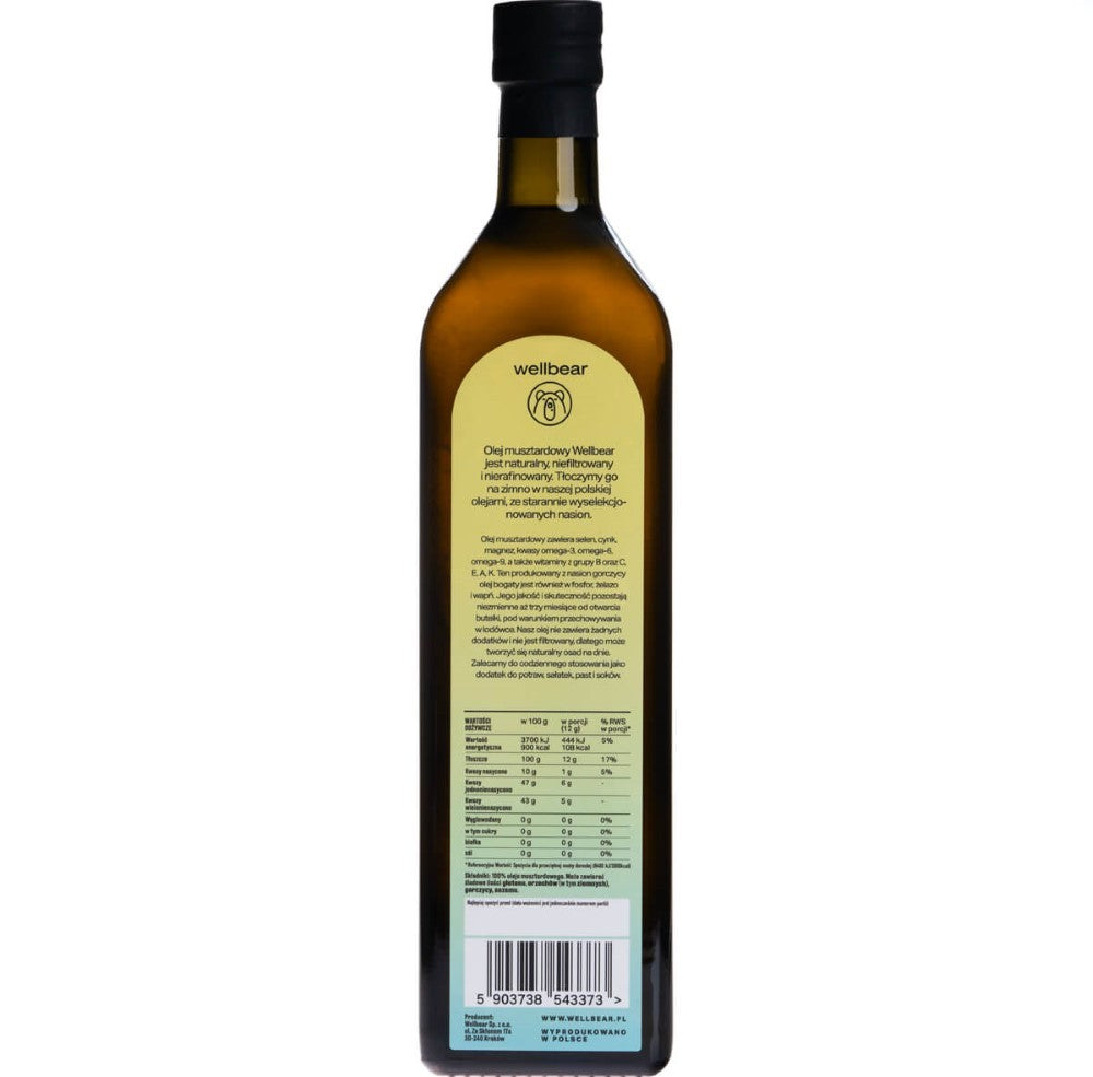 Wellbear šalto spaudimo garstyčių aliejus - 1000 ml