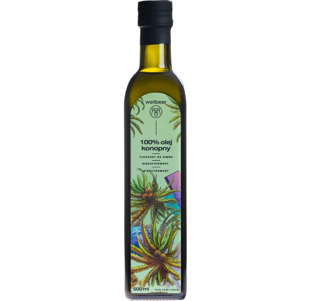 Wellbear šalto spaudimo kanapių aliejus - 500 ml