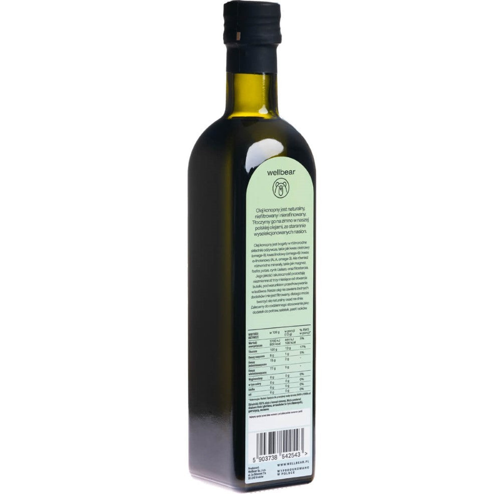 Wellbear šalto spaudimo kanapių aliejus - 500 ml