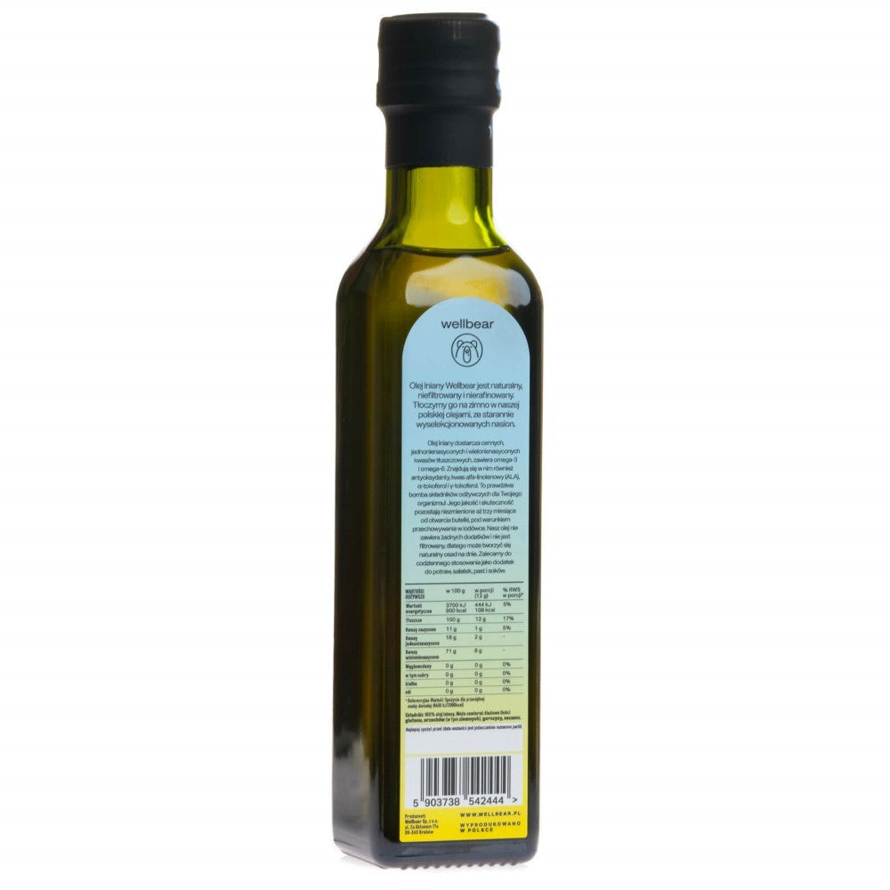 Wellbear šalto spaudimo linų sėmenų aliejus - 250 ml