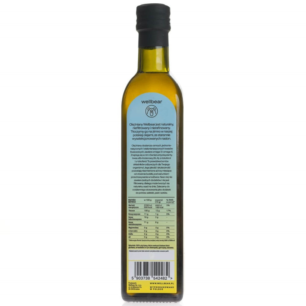 Wellbear Šalto spaudimo linų sėmenų aliejus - 500 ml